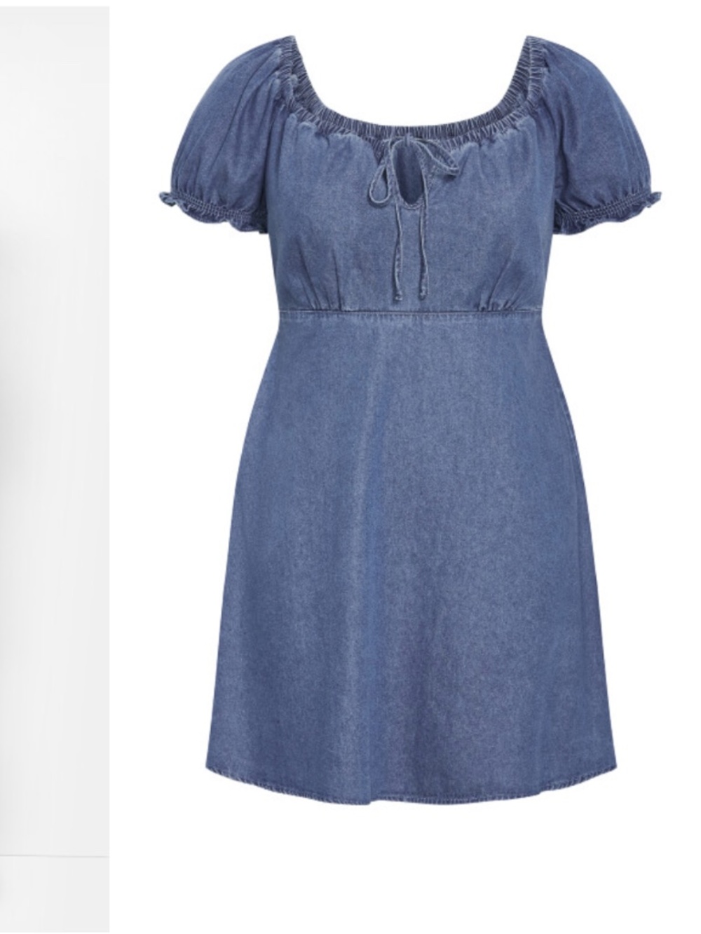 City Chic Denim Blue Puff-Sleeve Peasant Top LIKE NEW WORN ONCE Equiv of Size 18